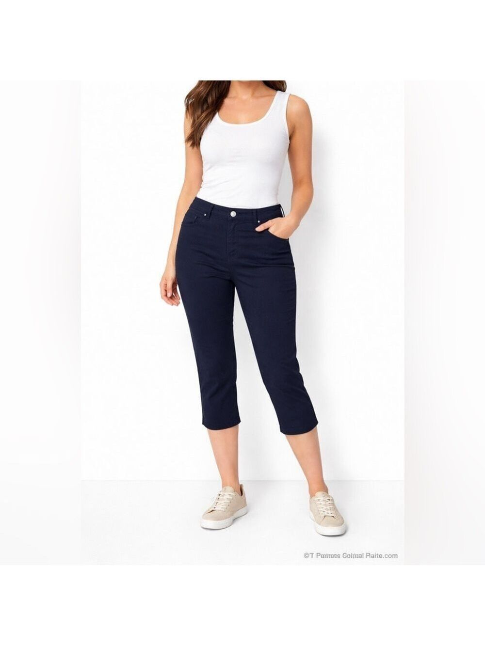 Up! Crop Indigo Pull-On Capri Pants – Size 12 Stretch Travel Fit